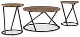 Warmstead Furniture - Ashley Furniture - Cassbryn Table (Set of 3) - Occasional Table Set (3/CN) / Brown/Black - T152-13